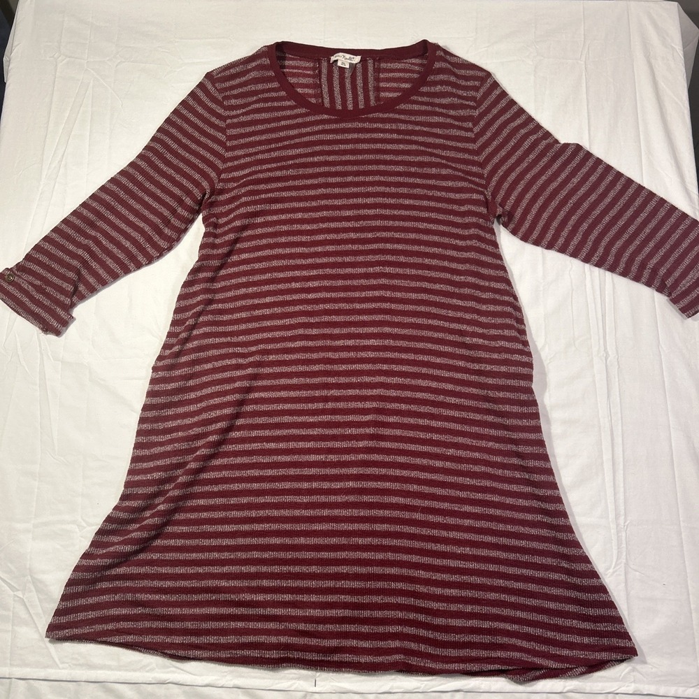Simply Noelle Sweater Dress Women XXL Sangria Excellent Striped Knit Pockets Y2K